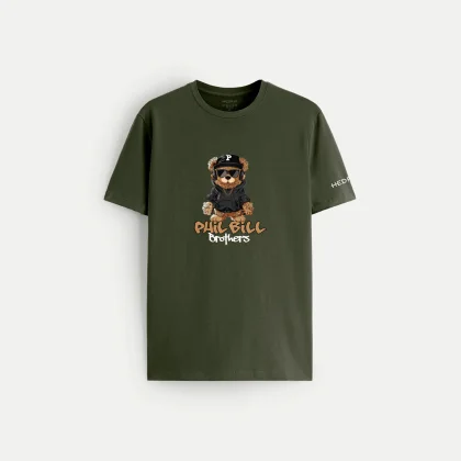 Tričko, Barva Khaki, s Potiskem P Bear