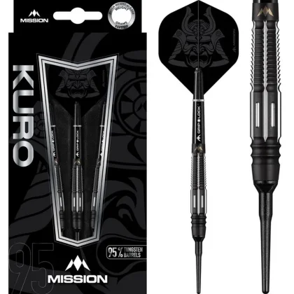 Šipky soft Mission Kuro 21g Black M4 Rear Taper 95% wolfram
