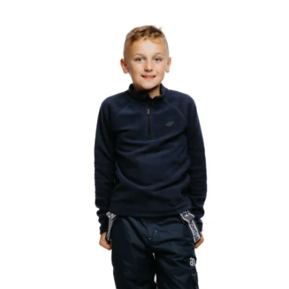 Chlapecká lyžařská fleecová mikina 4F JUNIOR FLEECE UNDERWEAR-JAW23UFLEM019-31S-NAVY