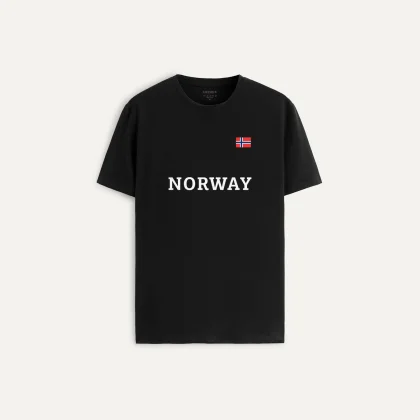 Tričko, Barva Bílá, s Potiskem Norway