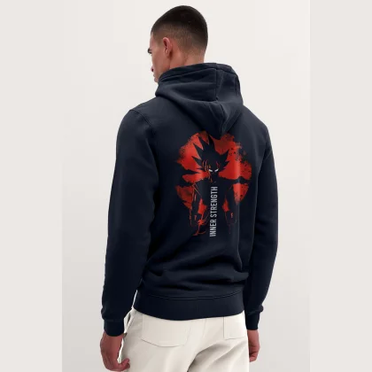 Mikina s Kapucí na Zip, Barva Černá, s Potiskem Saiyan Inner Strength
