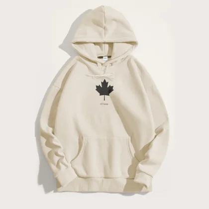 Mikina s Kapucí, Barva Ekru, s Potiskem Ottawa Canada