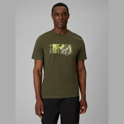 Pánské regular tričko s potiskem - khaki