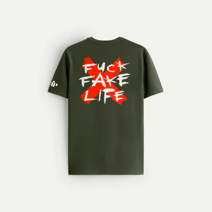 Tričko, Barva Khaki, s Potiskem X Life