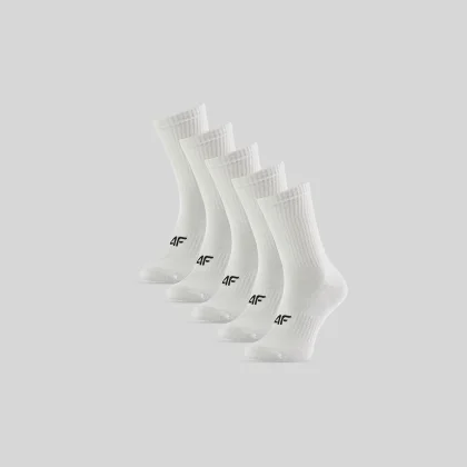 4F Dlouhé ponožky (5-pack) dámské - bílé 35-38