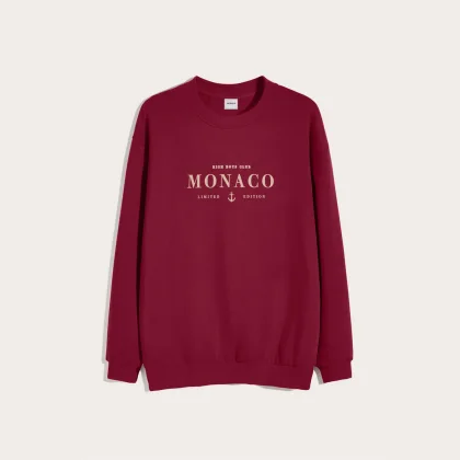 Mikina, Barva Bordó, s Potiskem Monaco