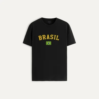Tričko, Barva Černá, s Potiskem Viva Brasil