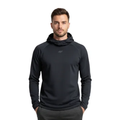 Pánská zateplená mikina s kapucí 4F BRUSHED UNDERWEAR M100-WAW25UBRUM100-20S-DEEP BLACK