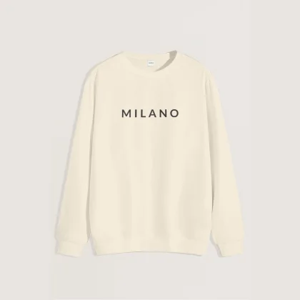 Mikina, Barva Ekru, s Potiskem Milano