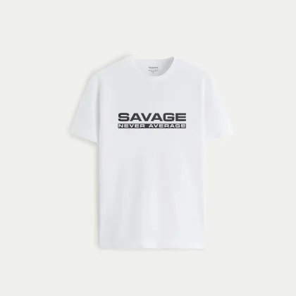 Tričko, Barva Černá, s Potiskem Savage Not Average