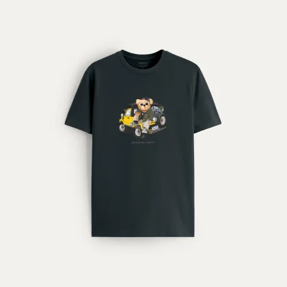 Tričko, Barva Železitě Šedá, s Potiskem Adventure Addict Teddy