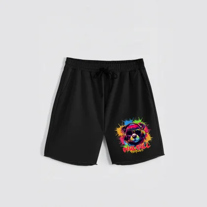 Kraťasy, Barva Bilá, s Potiskem Hedrix Rave Bear