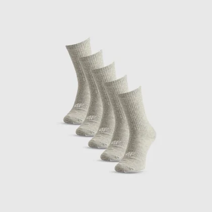 4F Ponožky dlouhé (5-pack) dámské - šedé 39-42