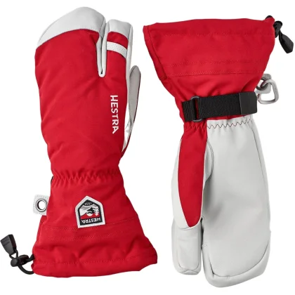 Hestra Army Leather Heli Ski, tříprsté lyžařské rukavice, červené
