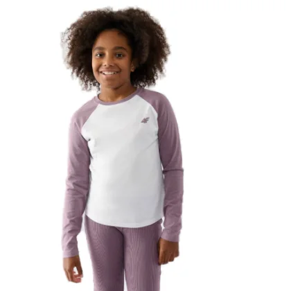 Dívčí tričko s dlouhým rukávem 4F JUNIOR LONGSLEEVE-JWAW24TLONF291-51S-VIOLET