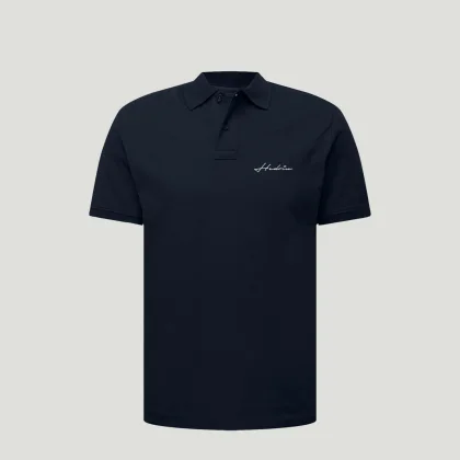 Polo Tričko Slim Fit, Barva Modrá, s Potiskem Hedrix Calligraphy