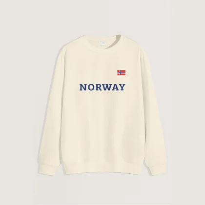 Mikina, Barva Ekru, s Potiskem Norway