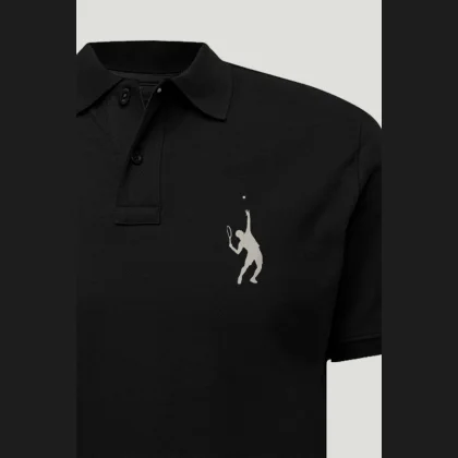 Polo Tričko Slim Fit, Barva Modrá, s Potiskem Tennis Serve