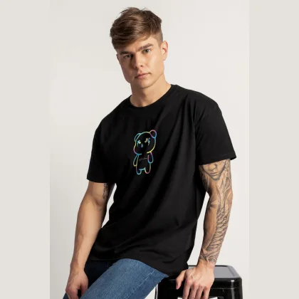 Tričko, Barva Černá, s Potiskem Neon Teddy