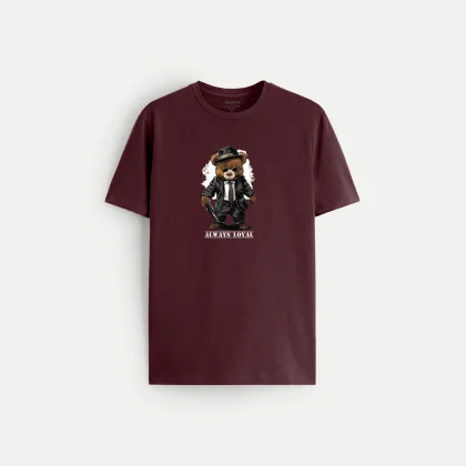 Tričko, Barva Bordó, s Potiskem Loyal Bear