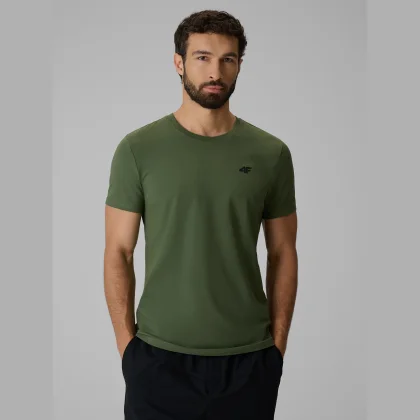 4F Slim hladké tričko pánské - khaki L