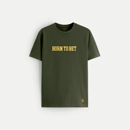 Tričko, Barva Khaki, s Potiskem Born To Bet