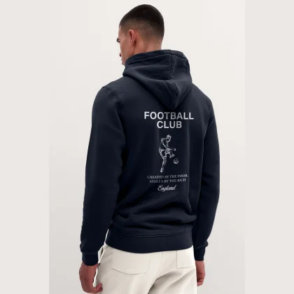 Mikina s Kapucí na Zip, Barva Modrá, s Potiskem Football Club