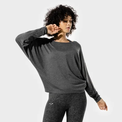SQUATWOLF Dámské Tričko Batwing Top Black Marl