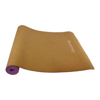 Podložka na cvičení MASTER Yoga 5 mm - 183 x 61 cm - korková - fialová