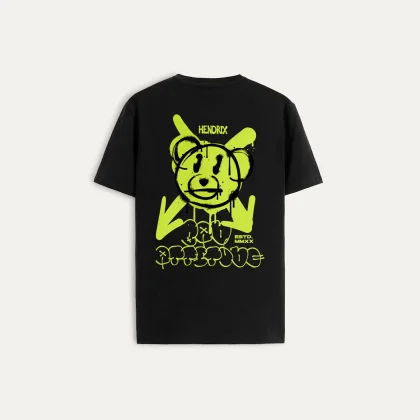 Tričko, Barva Černá, s Potiskem Neon Graffiti Teddy