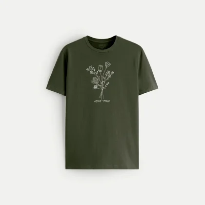 Tričko, Barva Khaki, s Potiskem Love Time