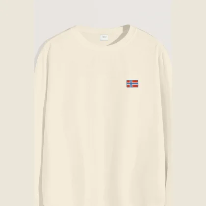 Mikina, Barva Ekru, s Potiskem Norwegian Flag Minimal