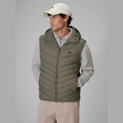 4F Vesta se syntetickou výplní pánská - khaki 3XL