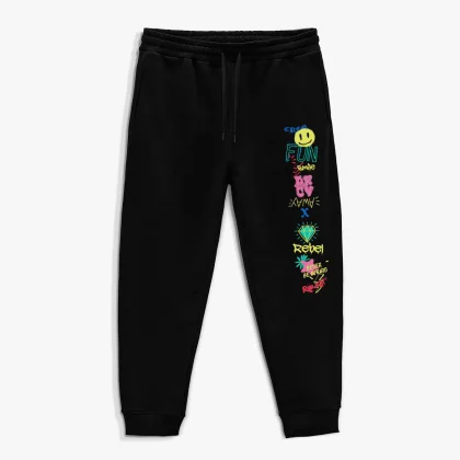 Tepláky Jogger , Barva Modrá, s Potiskem Fun Rebel
