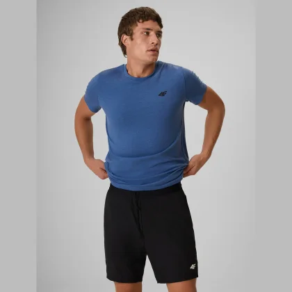 4F Pánské regular hladké tričko - denim XXL