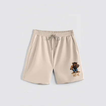 Kraťasy, Barva Ecru, s Potiskem Hedrix Fitness Bear