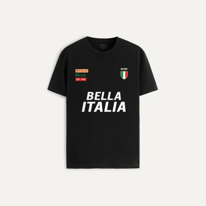 Tričko, Barva Černá, s Potiskem Bella Italia