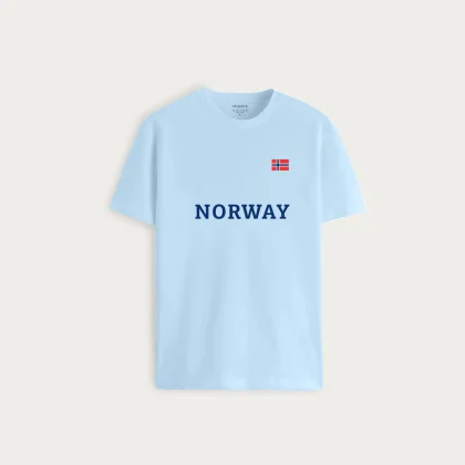 Tričko, Barva Nebesky Modrá , s Potiskem Norway