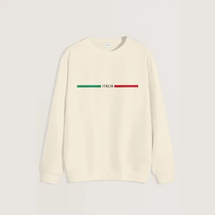 Mikina, Barva Ekru, s Potiskem Italia Red Green