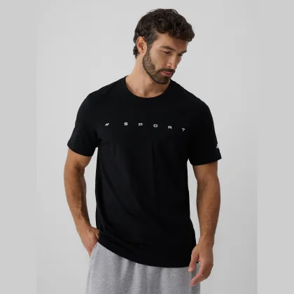 4F T-shirt regular s potiskem pánský - černý XXL
