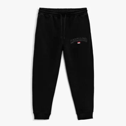 Tepláky Jogger , Barva Černá, s Potiskem Monaco Flag