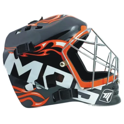 Florbalová helma MPS PRO FLAME - Black Orange Chrome