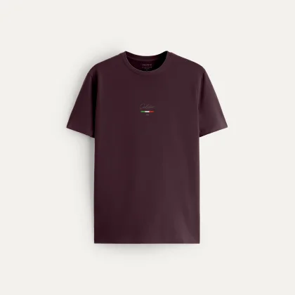 Tričko, Barva Bordó, s Potiskem Dark Calcio Italian Stripe