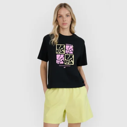Dámské oversize tričko s potiskem - černé