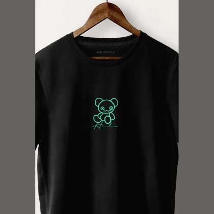 Tričko, Barva Černá, s Potiskem Neon Signature Teddy
