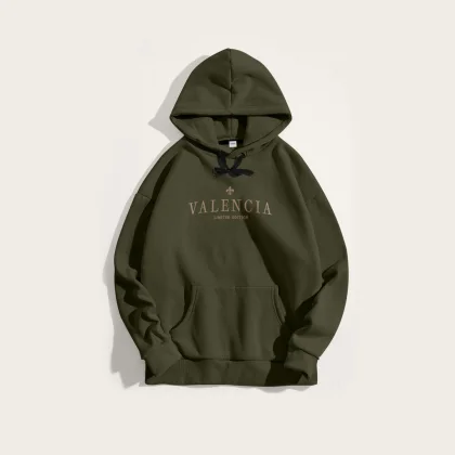 Mikina s Kapucí, Barva Khaki, s Potiskem Valencia Limited
