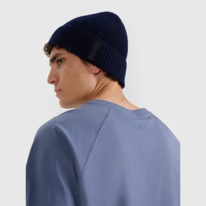 4F Vlněná beanie čepice pánská - námořnická modrá M