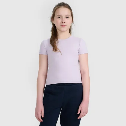 4F Crop top slim s potiskem dívčí - fialový 158