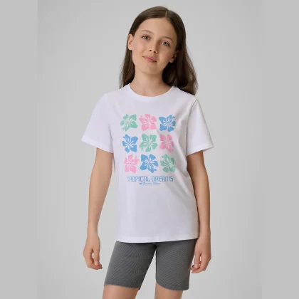 4F T-shirt regular s potiskem dívčí - bílé 122