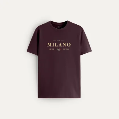 Tričko, Barva Bordó, s Potiskem Milano Limited Edition